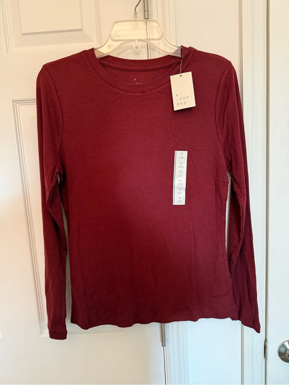 a new day Long-Sleeve Crewneck Top - Wine/Burgundy